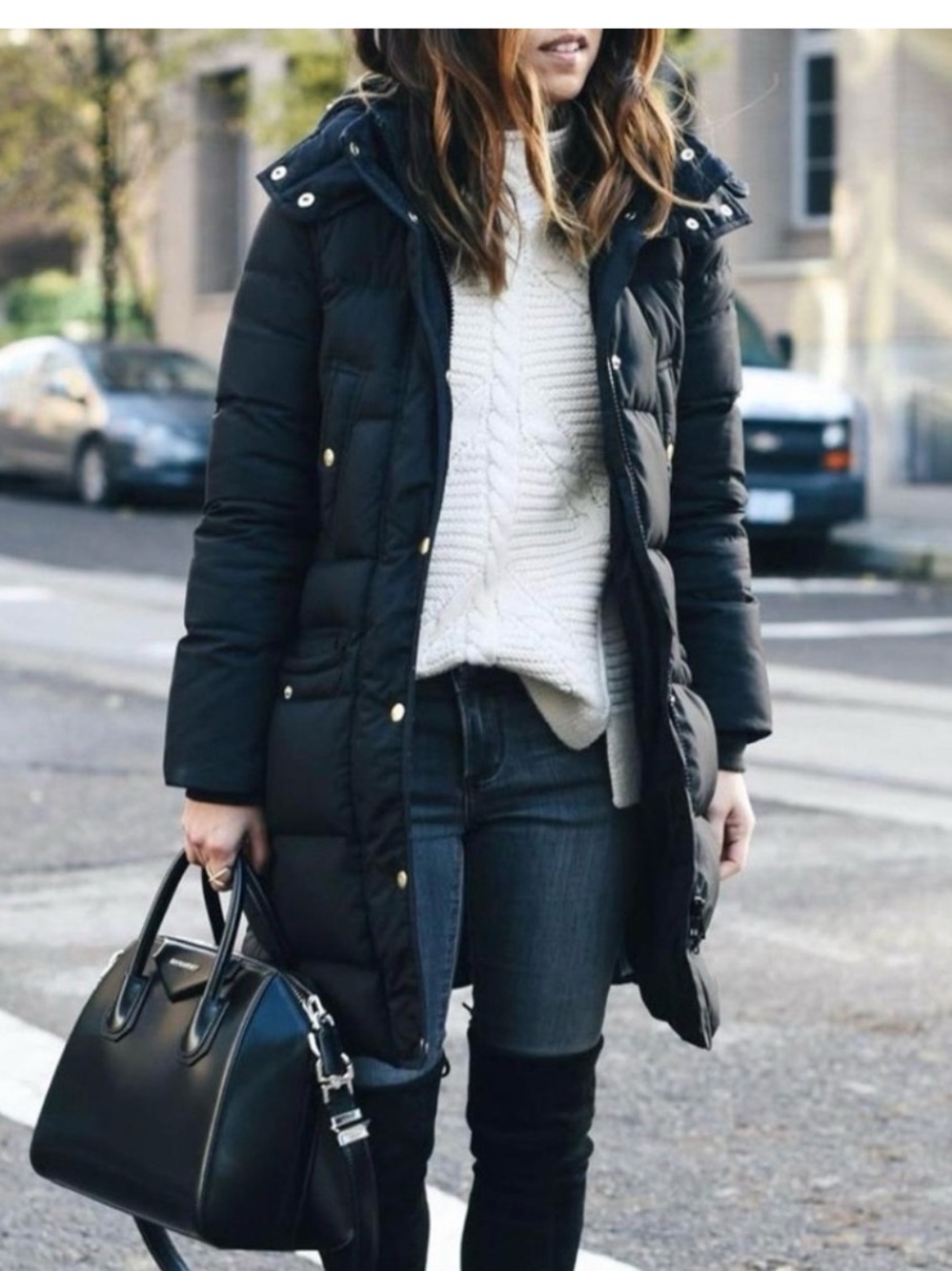 J. Crew Mercantile Black Hooded Quilted Belted Puffer Coat SZ M